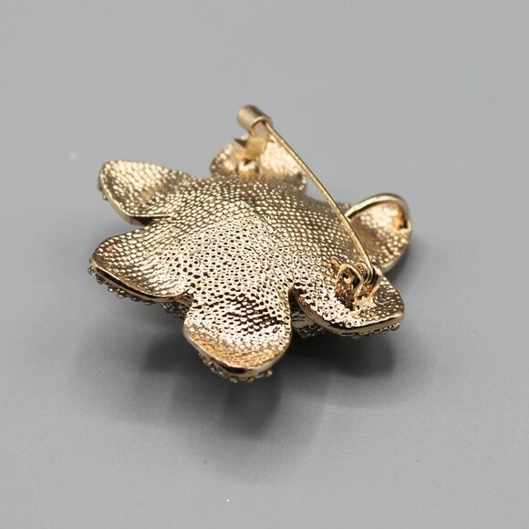 Flower jewelry brooch pin pendant nature white pearl green yellow gold tone - Picture 12 of 12